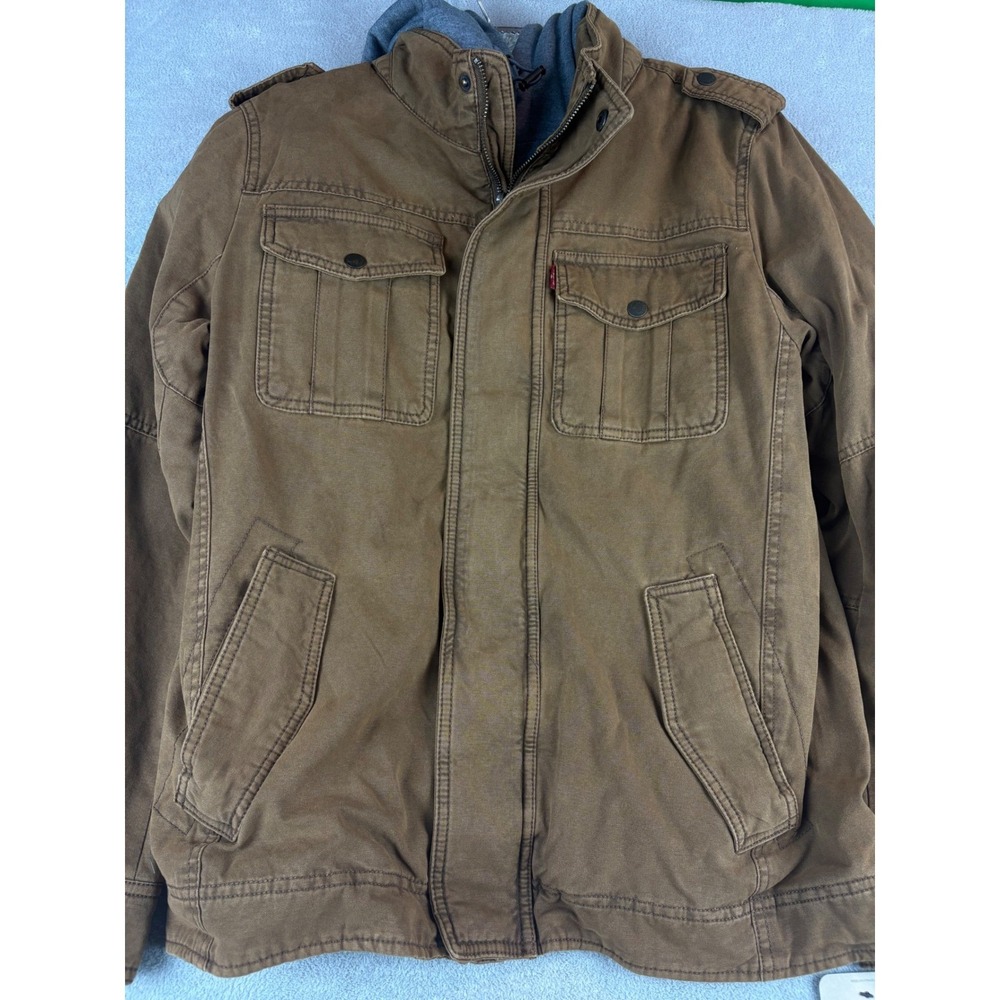 Levi's Brown‎ Hooded Jacket Men's Small Canvas Coat SM New with Tags